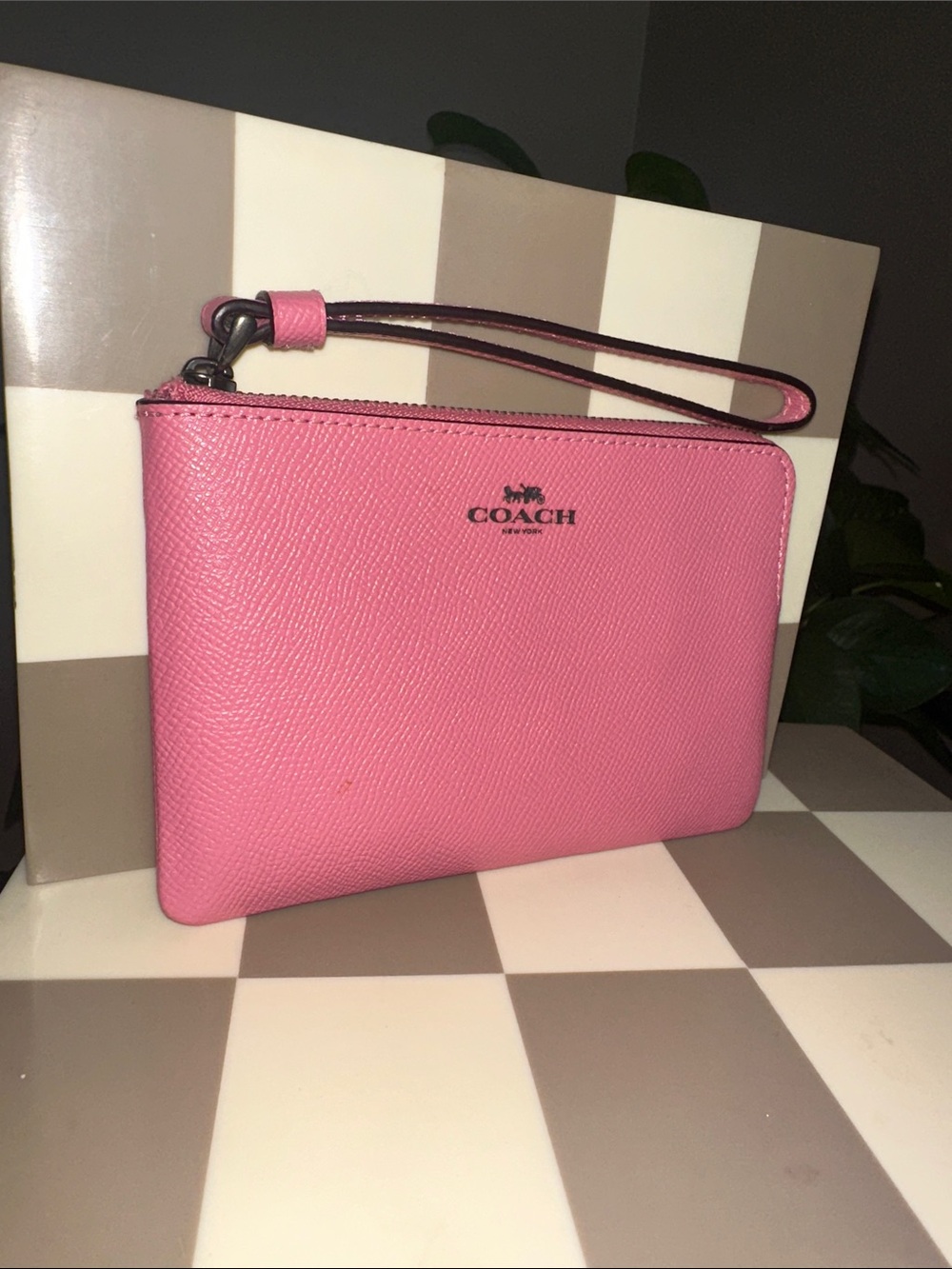 Coach Pink Pebbled Leather Wristlet NWOT